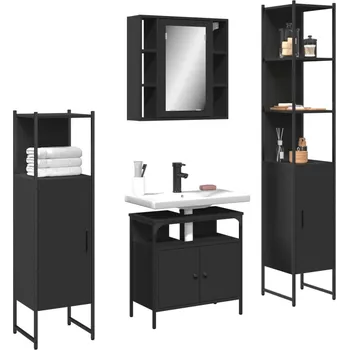Koupelnový nábytek 4dílná koupelnová sestava černá kompozitní dřevo Černý3214765