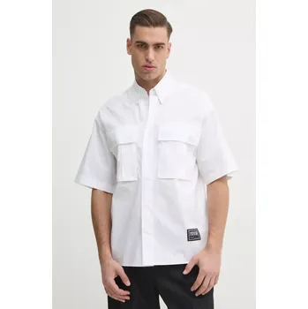 Pánská košile Bavlněná košile Versace Jeans Couture bílá barva, relaxed, s límečkem button-down, 78GAL223 N0132 78GAL223.N0132 00X, vel. 48