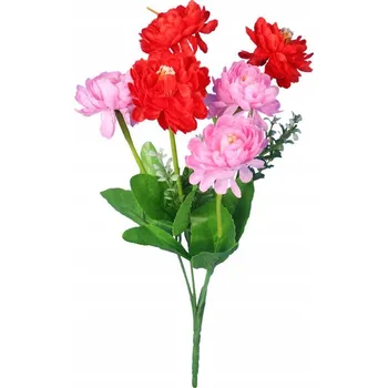 umělá květina Kytice červeno-růžových pryskyřníků - dekorace do interiéru i na hrob do vázy 38 Cm