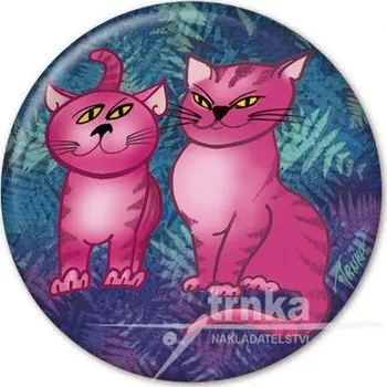 Dekorativní magnet Magnet - Kočky v modrém kapradí
