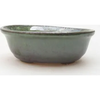 Květináč Keramická bonsai miska 11 x 9 x 4 cm kovovozelená