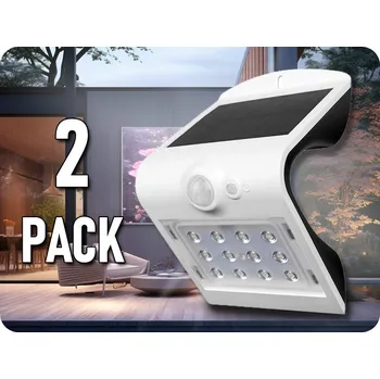 Venkovní osvětlení LED Solární Svítidlo S POHYBOVÝM SENZOREM 1,5W (220 lm), Ip65, bílé/2-PACK!