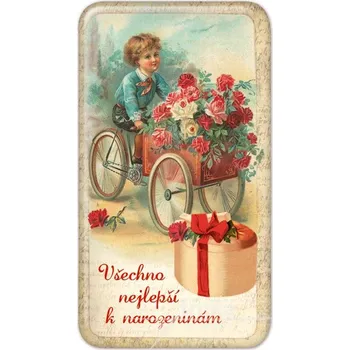 Dekorativní magnet Magnet Všechno nejlepší k narozeninám - plno růží