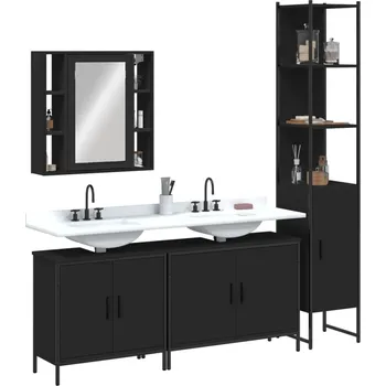 Koupelnový nábytek 4dílná koupelnová sestava černá kompozitní dřevo Černý3214750