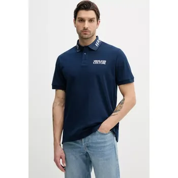 Pánské tričko Bavlněné polo tričko Versace Jeans Couture tmavomodrá barva, s potiskem, 78GAGT05 CJ01T 78GAGT05.CJ01T 59A, vel. S