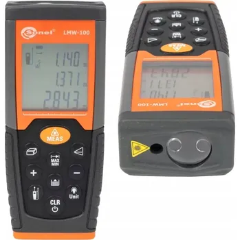 Měřící laser SONEL Laserový dálkoměr s podsvícením Dosah až 100 m IP54 LMW-100