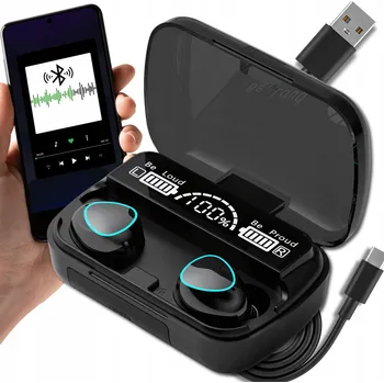 Sluchátka BEZDRÁTOVÁ BLUETOOTH 5.1 SLUCHÁTKA S POWERBANKOU A MIKROFONEM, SPORTOVNÍ ŠPUNTY