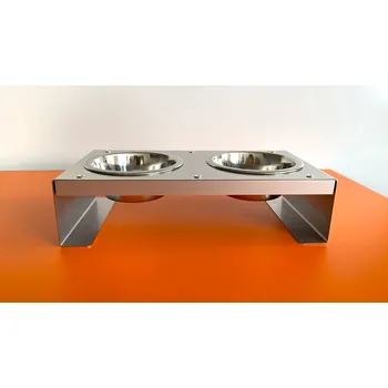Miska pro psa Stojan na dvě misky, nerezový, 27 x 7 cm