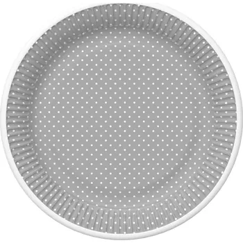 Talíř Papírový talíř velký - White Dots on Grey