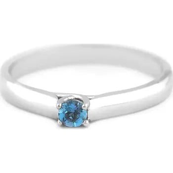 Prsten Klenoty Budín Diamantový zlatý prsten z bílého zlata s akvamarínem J-37531 (Klenoty Budín Diamantový zlatý prsten z bílého zlata s akvamarínem J-37531)