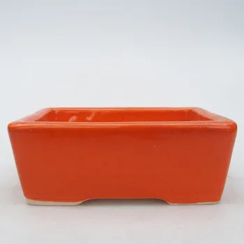 Květináč Keramická bonsai miska 10 x 7 x 3,5 cm oranžová