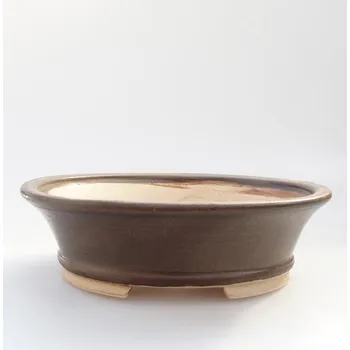 Květináč Keramická bonsai miska 12 x 10,5 x 3,5 cm hnědá