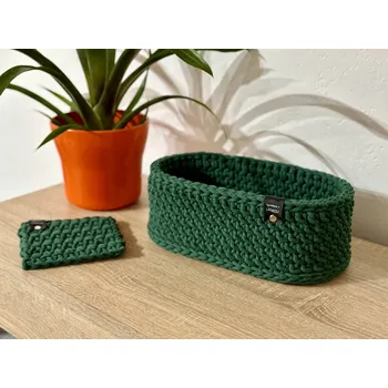 Nákupní košík Háčkovaný košík oválný s háčovaným podtáckem