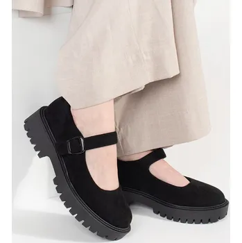 Dámské polobotky Černé semišové polobotky na platformě GD-