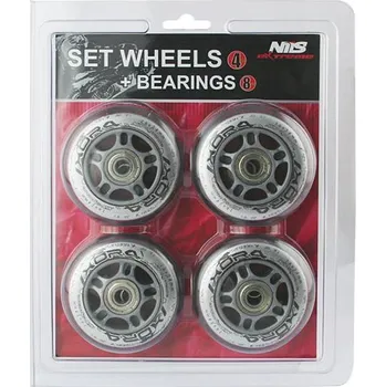 Kolečko k in-line bruslím Nils Sestava čirých PU koleček 76x24 + ložiska ABEC7