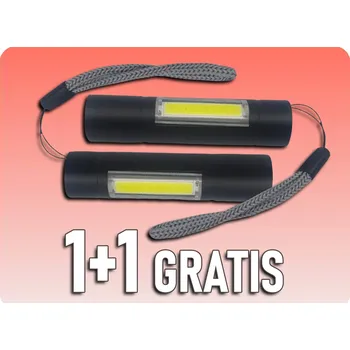 Svítilna LED mini dobíjecí baterie, 3W XPE + 1W COB, 120lm+100lm, 400mAh, 3 módy, 1+1 zdarma! [LA0205]