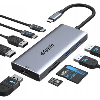 USB hub ADAPTÉR HUB 9v1 USB HDMI 4K RJ45 SD/TF PD pro Laptop s USB-C / Thunderbolt 3