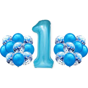 Balónek Modrá sada na 1. NAROZENINY 100cm balónky ROCEK