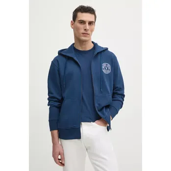 Pánská mikina Bavlněná mikina Versace Jeans Couture pánská, tmavomodrá barva, s kapucí, s aplikací, 78GAIT00 CF01T 78GAIT00.CF01T 59A, vel. M