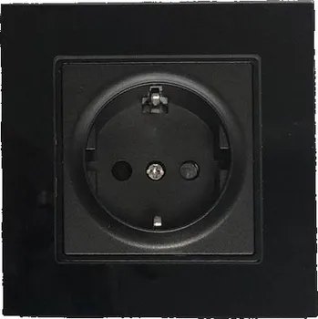 Elektrická zásuvka 16A EU zásuvka, černá, sklo