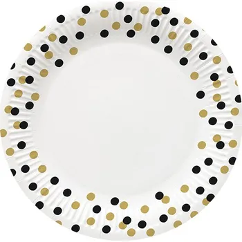 Talíř Papírový talíř velký - Confetti Silver&Black