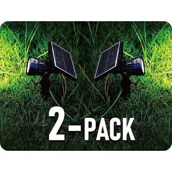 Venkovní osvětlení LED solární zapichovací svítidlo 2W, 40lm, IP65, černé/2-PACK Teplá bílá