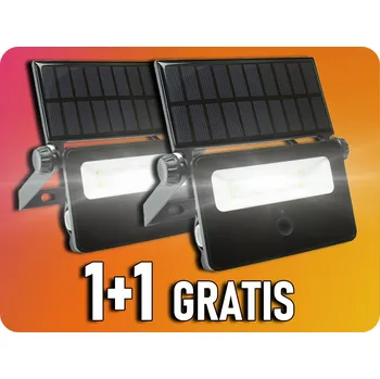 Venkovní osvětlení Solární svítidlo s PIR senzorem (funguje po setmění), 2W, 200lm, 1800mAh, IP65, 6000K, 1+1 zdarma! [SLI050001]