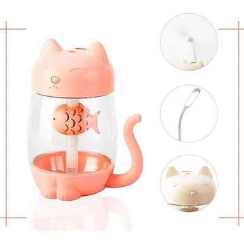 Zvlhčovač vzduchu RŮŽOVÝ Zvlhčovač Vzduchu pro Aromaterapii KOČKA + 3 náplně