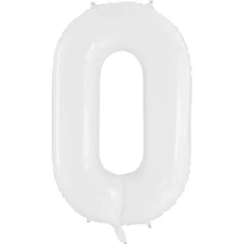 Balónek Fóliový balónek ČÍSLICE BÍLÁ 0 k narozeninám, výročí, oslavě, párty, 100 cm