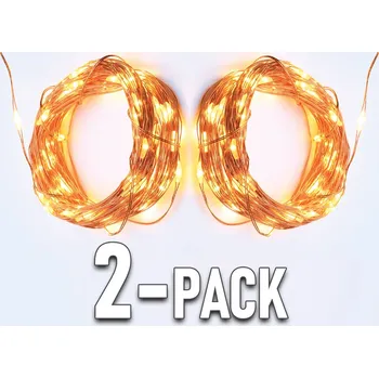 Vánoční dekorace LED dekorační řetěz 10m, 100LED, 8 funkcí, s adaptérem, měď/2-PACK! [X01100122]