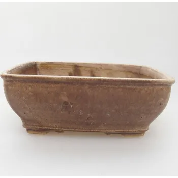 Květináč Keramická bonsai miska 15 x 12 x 5 cm béžovohnědá