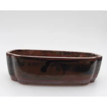 Květináč Keramická bonsai miska 18 x 13 x 5 cm hnědočerná