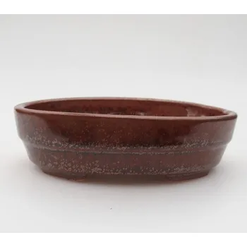 Květináč Keramická bonsai miska 13 x 10 x 3,5 cm hnědá