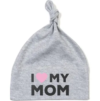 Kojenecká čepice Čepička I LOVE MY MOM - RŮŽOVÁ Barva: Šedá