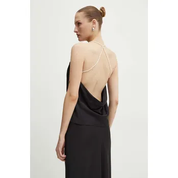 Hedvábný top Custommade Yvette černá barva, 999756114 99X, vel. 36