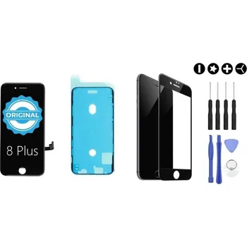 MULTIPACK - Original černý LCD displej iPhone 8 Plus + lepidlo na LCD (lepení pod displej) + 3D ochranné sklo + sada nářadí