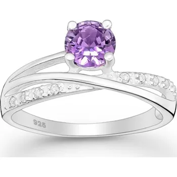 Prsten Stříbrný prsten Ruby FIALOVÝ 51