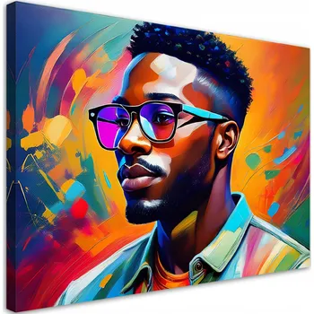 Obraz Obraz na plátně, Portrét Muže v Brýlích Barevný 60x40