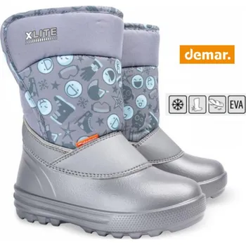 Pánská zimní obuv DEMAR dětské sněhule REMI C 1204 stříbrná vel. 28-35, stříbrná - 28