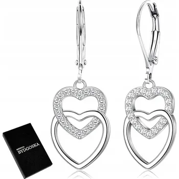 Náušnice Stříbrné náušnice srdíčka visací rhodiované s anglickým zapínáním stříbro 925 pro ženu