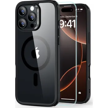 Náhradní kryt pro mobilní telefon 2PACK Kryt a ochranné sklo ESR Classic Hybrid Halolock Magsafe a tvrzené sklo iPhone 16 Pro Clear/black
