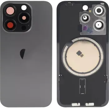 Náhradní kryt pro mobilní telefon Apple iPhone 15 Pro - Náhradní zadní sklo housingu se sklíčkem kamery a Magsafe (Black Titanium)