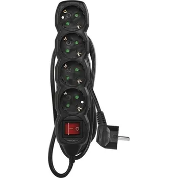 Prodlužovací kabel EMOS Prodlužovací kabel 1,5 m / 4 zásuvky / s vypínačem / černý / PVC / 1,5 mm2 PC1421R