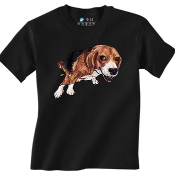 Chlapecké tričko Dětské tričko Bígl v Akci Pes vykonávající potřebu (Velikost: 7-8, Barva: Černá)