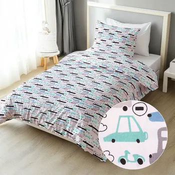 Povlečení Dětské bavlněné ložní povlečení Sandra SA-199 Autíčka a autobusy Jednolůžko 140x200 a 70x90 cm