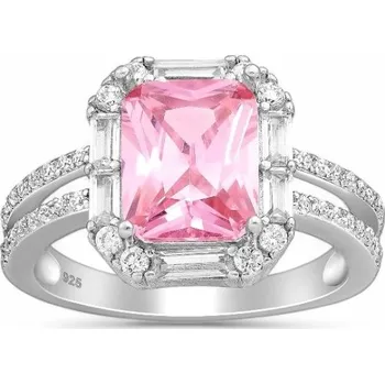 Prsten Stříbrný prsten Shahan RŮŽOVÝ 54