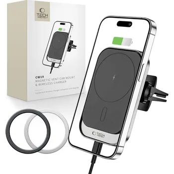 Držák do auta s bezdrátovým nabíjením Tech-Protect Cw19 Magnetic Magsafe Vent Car Mount Wireless Charger 15W black