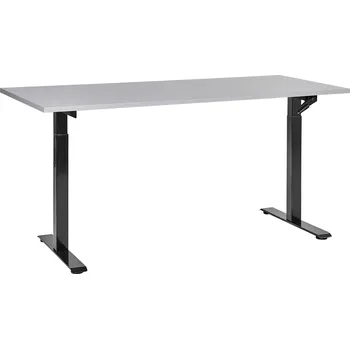 Psací stůl Výškově nastavitelný psací stůl šedá deska stolu černý ocelový rám 160 x 72 cm manuální nastavení výšky moderní kanceláře Beliani