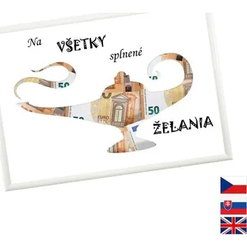 Rámeček na darování peněz - Přání, Nápis slovensky, Rámeček 100 - bílá