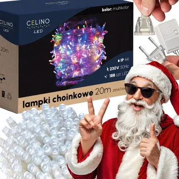 Vánoční dekorace Vánoční Osvětlení Na Stromeček 188 LED 20 m Venkovní Multicolour Girlanda CELINO-HOME
